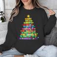 Christmas Tree Made Of Crayons School Teacher Life Student Unisex Sweatshirt, funny design