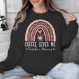 Coffee Gives Me Teacher Powers Leopard Rainbow Teacher Unisex Sweatshirt, funny design