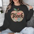 Cute Teacher With Apple Retro Teacher Kids Back To School Unisex Sweatshirt, funny design Cute Teacher With Apple Retro Teacher Kids Back To School Unisex Sweatshirt, funny design