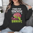 English Teachers Love Brains Zombie Teacher School Halloween Unisex Sweatshirt, English Teacher Gifts, funny design