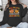 Fall In Love With Learning Autumn Pumpkin Fall Teacher Kids Unisex Sweatshirt, funny design Fall In Love With Learning Autumn Pumpkin Fall Teacher Kids Unisex Sweatshirt, funny design