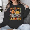 Fall In Love With Learning Fall Teacher Thanksgiving Retro Unisex Sweatshirt, funny design Fall In Love With Learning Fall Teacher Thanksgiving Retro Unisex Sweatshirt, funny design