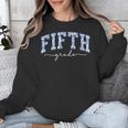Fifth Grade Coquette Toile Blue Bow Floral Women Teacher Unisex Sweatshirt, funny design