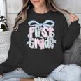 First Grade Coquette Bow Girls Teacher Team 1st Grade Squad Unisex Sweatshirt, First Grade Teacher Gifts, funny design