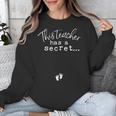 Fun Pregnant Teacher Announcement Idea- Footprints On Tummy Unisex Sweatshirt, funny design Fun Pregnant Teacher Announcement Idea- Footprints On Tummy Unisex Sweatshirt, funny design