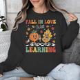 Groovy Fall In Love With Learning Autumn Pumpkin Teacher Unisex Sweatshirt, Groovy Teacher Gifts, funny design Groovy Fall In Love With Learning Autumn Pumpkin Teacher Unisex Sweatshirt, Groovy Teacher Gifts, funny design