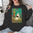 Groovy Ghost Reading Book Cat Halloween Ghost Teacher Unisex Sweatshirt, Groovy Teacher Gifts, funny design