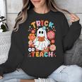 Groovy Halloween Trick Or Teach Retro Floral Ghost Teacher For Men Women Kids Unisex Sweatshirt, Groovy Teacher Gifts, funny design Groovy Halloween Trick Or Teach Retro Floral Ghost Teacher For Men Women Kids Unisex Sweatshirt, Groovy Teacher Gifts, funny design