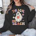 Groovy Halloween Trick Or Teach Retro Floral Ghost Teacher Unisex Sweatshirt, Groovy Teacher Gifts, funny design Groovy Halloween Trick Or Teach Retro Floral Ghost Teacher Unisex Sweatshirt, Groovy Teacher Gifts, funny design