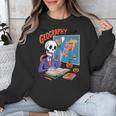 Halloween Skeleton Geography Teacher Pumpkin Bats Classroom Unisex Sweatshirt, funny design