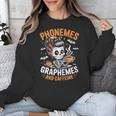 Halloween Skeleton Teacher Phonemes Graphemes Caffeine Lover Unisex Sweatshirt, funny design