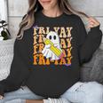 Happy Fri-Yay Friday Lovers Groovy Teacher Life Halloween Unisex Sweatshirt, Groovy Teacher Gifts, funny design