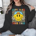 Happy To See Your Face Hippie Smile Back To School Teachers Unisex Sweatshirt, funny design