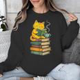 Kawaii Cats Lover Coffee Books Teacher Librarian Cat Unisex Sweatshirt, funny design