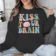 Kiss Your Brain Teacher Inspire Educate Groovy Retro Vintage Unisex Sweatshirt, Groovy Teacher Gifts, funny design Kiss Your Brain Teacher Inspire Educate Groovy Retro Vintage Unisex Sweatshirt, Groovy Teacher Gifts, funny design