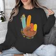 One Thankful Teacher Thanksgiving Turkey Peace Hand Sign Unisex Sweatshirt, funny design