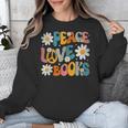 Peace Love Books Bookworm Librarian Reading Teacher Groovy Unisex Sweatshirt, Groovy Teacher Gifts, funny design Peace Love Books Bookworm Librarian Reading Teacher Groovy Unisex Sweatshirt, Groovy Teacher Gifts, funny design