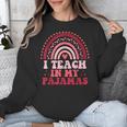 Rainbow Retro Homeschool Mom Teacher I Teach In My Pajamas Unisex Sweatshirt, funny design