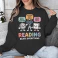 Reading Beats Everything Teacher Rock Paper Scissors Unisex Sweatshirt, funny design Reading Beats Everything Teacher Rock Paper Scissors Unisex Sweatshirt, funny design