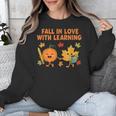Retro Fall In Love With Learning Autumn Pumpkin Teacher Unisex Sweatshirt, funny design Retro Fall In Love With Learning Autumn Pumpkin Teacher Unisex Sweatshirt, funny design