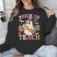 Retro Floral Ghost Trick Or Teach Groovy Teacher Halloween Unisex Sweatshirt, Groovy Teacher Gifts, funny design