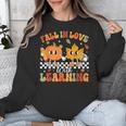 Retro Pumpkin Fall In Love With Learning Autumn Teacher Unisex Sweatshirt, funny design Retro Pumpkin Fall In Love With Learning Autumn Teacher Unisex Sweatshirt, funny design
