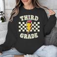 Retro Third Grade Teacher Lightning Bolt Pencil Teacher Kids Unisex Sweatshirt, funny design