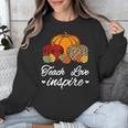 Teach Love Inspire Autumn Fall Plaid Leopard Pumpkin Teacher For Men Women Kids Unisex Sweatshirt, funny design