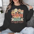 Teach Love Inspire Retro Groovy Daisy Back To School Teacher For Men Women Kids Unisex Sweatshirt, Groovy Teacher Gifts, funny design