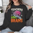 Teachers Love Brains Halloween 2025 Skeleton Costume Unisex Sweatshirt, funny design