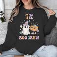 TK Boo Crew Retro Groovy Halloween Floral Ghost TK Teacher Men Women Kids Unisex Sweatshirt, Groovy Teacher Gifts, funny design