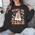 Trick Or Teach Cute Floral Ghost Teacher Halloween Costume Unisex Sweatshirt, funny design