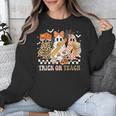 Trick Or Teach Groovy Teacher Halloween Floral Ghost Unisex Sweatshirt, Groovy Teacher Gifts, funny design