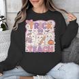 Trick Or Teach Retro Halloween Teacher Look Unisex Sweatshirt, funny design
