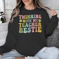 Twinning With My Teacher Bestie Twin Day Matching Teachers For Men Women Girls Kids Unisex Sweatshirt, funny design