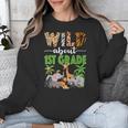 Wild About 1st Grade Teacher Student First Grade Zoo Safari Unisex Sweatshirt, First Grade Teacher Gifts, funny design