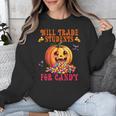 Will Trade Students For Candy Teacher Cute Halloween Pumpkin Unisex Sweatshirt, funny design Will Trade Students For Candy Teacher Cute Halloween Pumpkin Unisex Sweatshirt, funny design