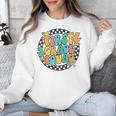 Back To School Groovy Teacher 1st First Grade Crew Squad Unisex Sweatshirt, Groovy Teacher Gifts, First Grade Teacher Gifts, funny design