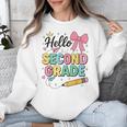 Cute Hello Second Grade Back To School Coquette Teacher Girl Unisex Sweatshirt, funny design Cute Hello Second Grade Back To School Coquette Teacher Girl Unisex Sweatshirt, funny design