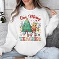 One Merry Teacher Groovy Christmas Tree Pjs Xmas Teacher Unisex Sweatshirt, Groovy Teacher Gifts, funny design One Merry Teacher Groovy Christmas Tree Pjs Xmas Teacher Unisex Sweatshirt, Groovy Teacher Gifts, funny design