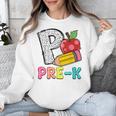 P Is For Pre-K Teacher Pencil Apple Back To School Unisex Sweatshirt, funny design