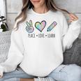 Peace Love Learn Tie Dye Teacher Kids 100th Days Of School Unisex Sweatshirt, funny design