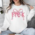 Preppy Pre k Back To School Pre-k Teachers Girls Cute Bow Unisex Sweatshirt, funny design