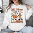 Retro Fall In Love With Learning Autumn Pumpkin Teacher Kids Unisex Sweatshirt, funny design Retro Fall In Love With Learning Autumn Pumpkin Teacher Kids Unisex Sweatshirt, funny design