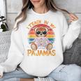 I Teach In My Pajamas Teacher Sunset Bear Retro Unisex Sweatshirt, funny design