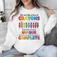 Teacher We Are Like a Box Of Crayons Back To School Unisex Sweatshirt, funny design Teacher We Are Like a Box Of Crayons Back To School Unisex Sweatshirt, funny design