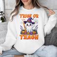 Trick Or Teach Teacher Halloween Ghost Pencil Floral Unisex Sweatshirt, funny design