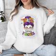 Witchy Teacher Halloween Messy Bun Teacher Bleached Unisex Sweatshirt, funny design Witchy Teacher Halloween Messy Bun Teacher Bleached Unisex Sweatshirt, funny design