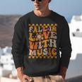 Fall In Love With Music Groovy Thanksgiving Music Teacher Men Women Girls Kids Unisex Sweatshirt, Groovy Teacher Sweatshirts, funny gift