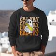 Happy Fri-Yay Friday Lovers Groovy Teacher Life Halloween Unisex Sweatshirt, Groovy Teacher Sweatshirts, funny gift